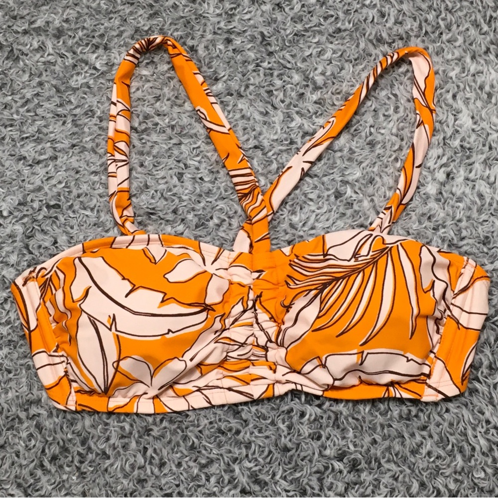 Kona Sol Women's Size M (8-10) Orange Tropical Print Bralette Bikini Top - Picture 5 of 6